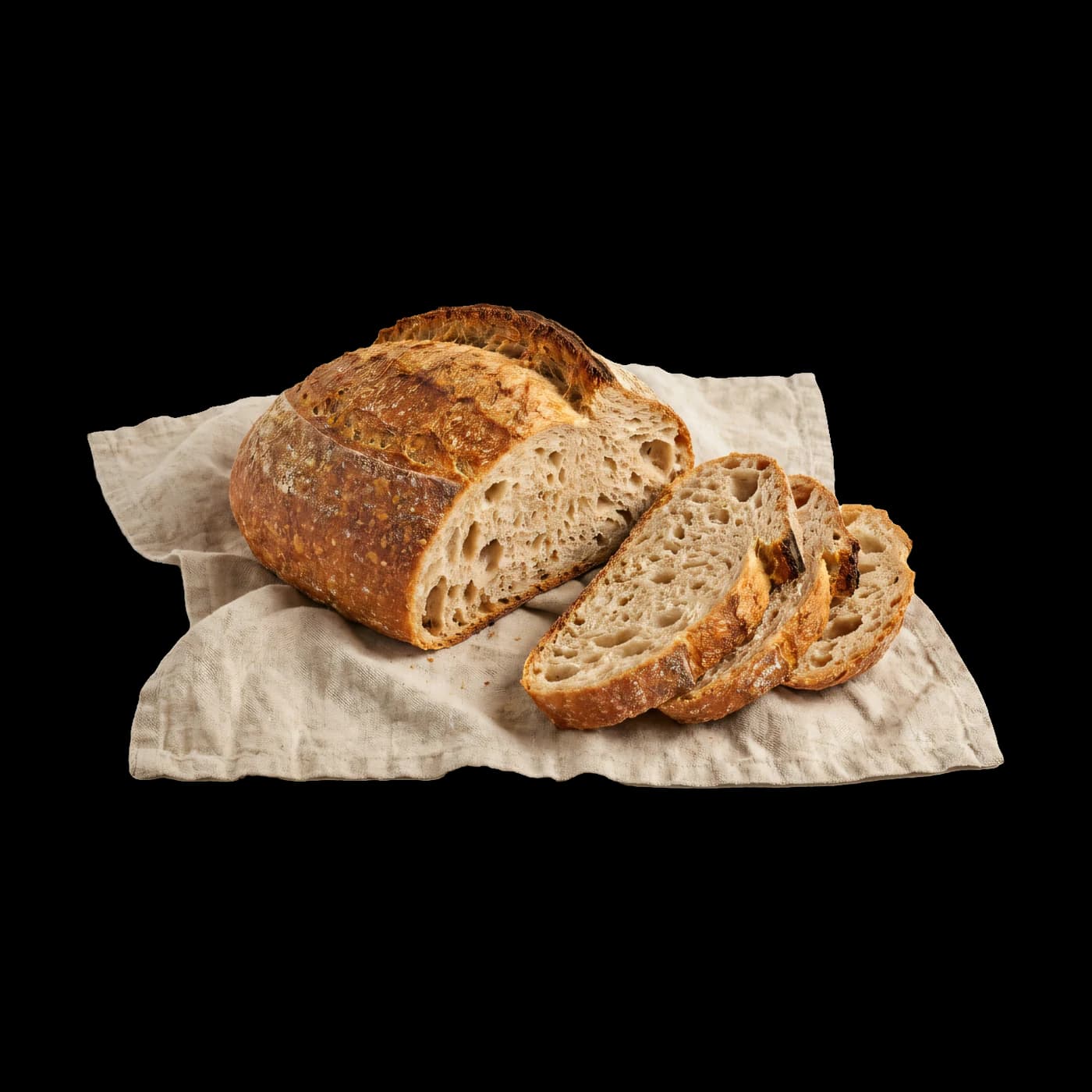 Pan de masa madre rebanado