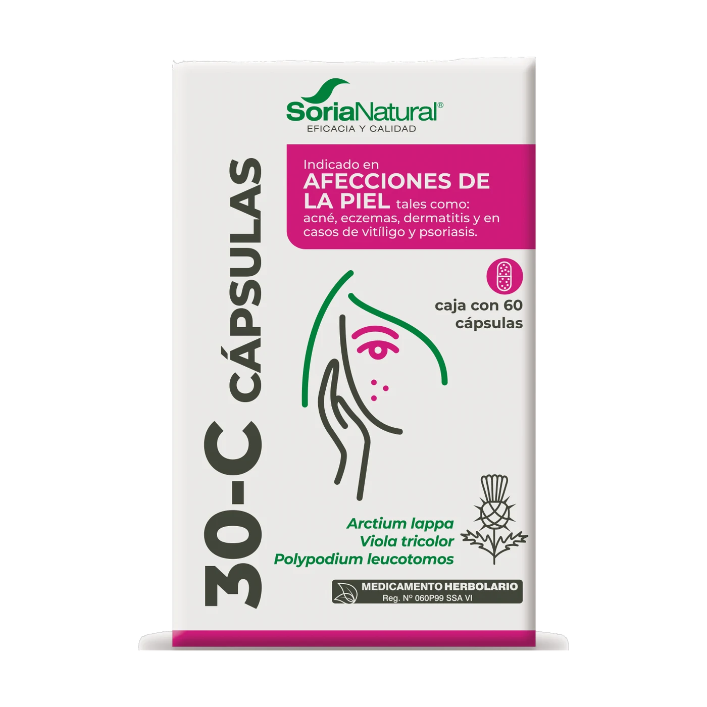 30-C cápsulas (bardana, pensamiento, calaguala) · 60 cápsulas