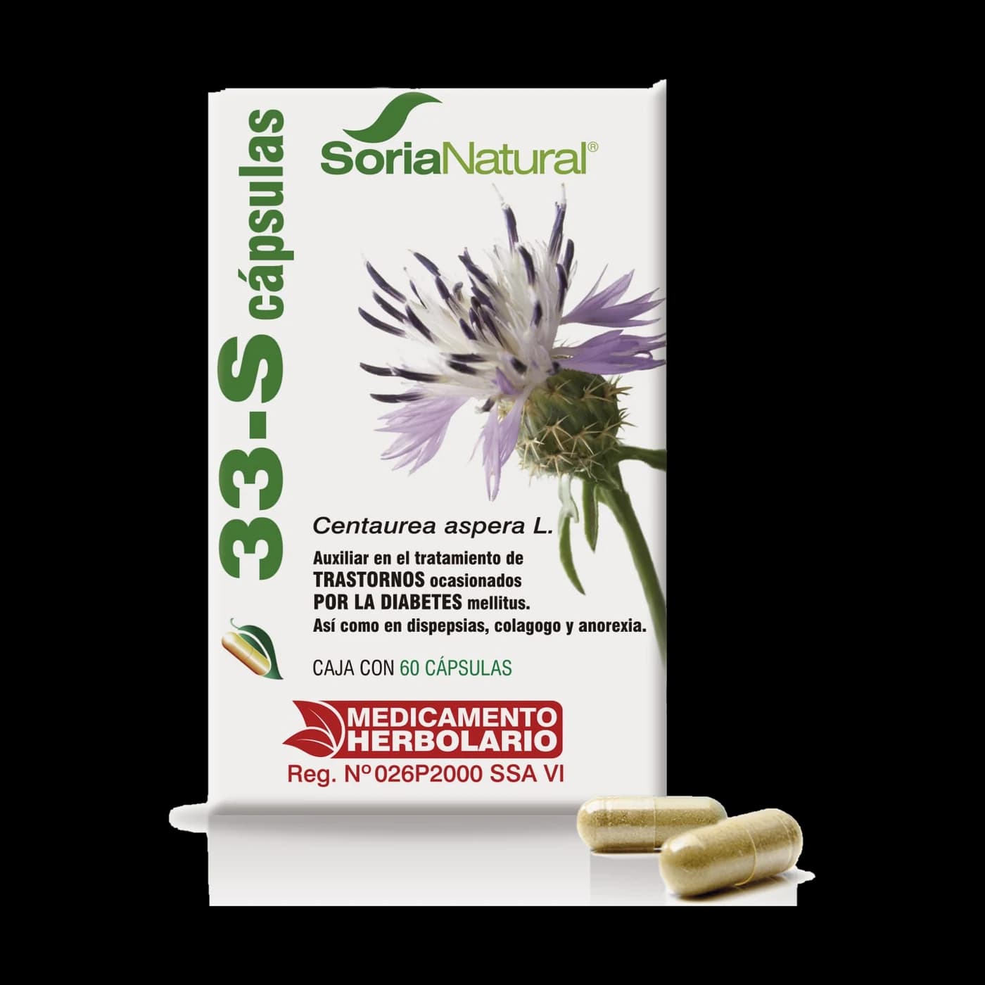 33-S cápsulas (Centaurea aspera) · 60 cápsulas
